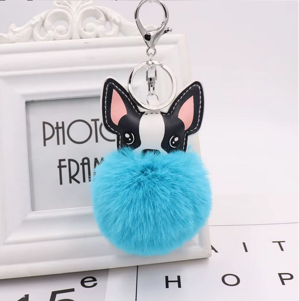 flauschiger hunde schlüsselanhänger – pink mit süssen Öhrchen & herz